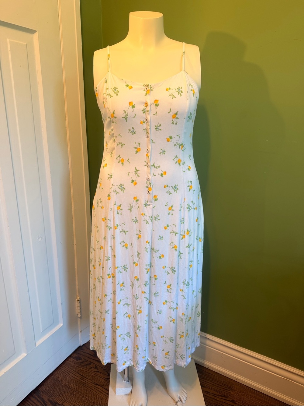 Suzy Shier White Midi Dress with Yellow Floral Print